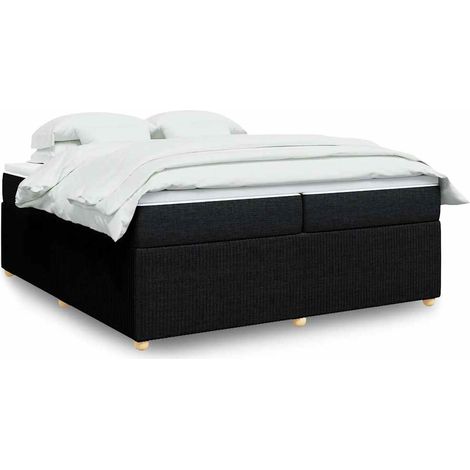 vidaXL Sommier à lattes de lit avec matelas Noir 200x200 cm Tissu (1/5)