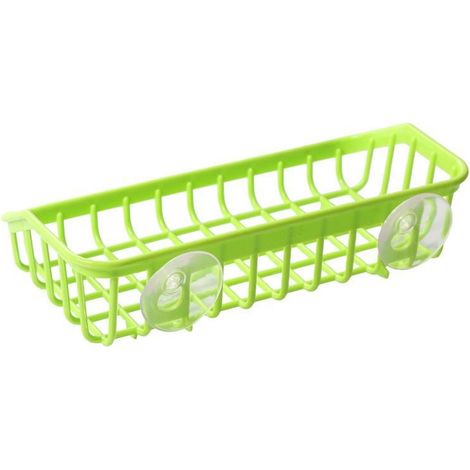 Scolapiatti da cucina con doppia ventosa, scolapiatti multifunzionale, porta spugne per piatti, 1 pezzo (verde) (1/4)