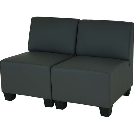 [JAMAIS UTILISÉ] Modular Canapé 2 places Canapé Lyon, similicuir, gris foncé, sans accoudoirs