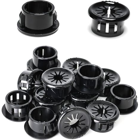 50 passe-câbles, clips de 16 mm de diamètre, passe-câbles ronds en nylon pour câbles de bureau, noirs (1/5)