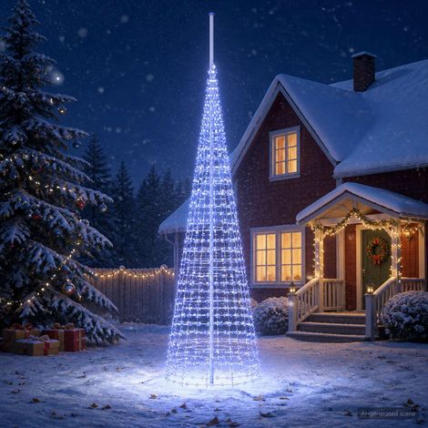 vidaXL Luci per albero di Natale con picchetti e asta per bandiera (1/5)