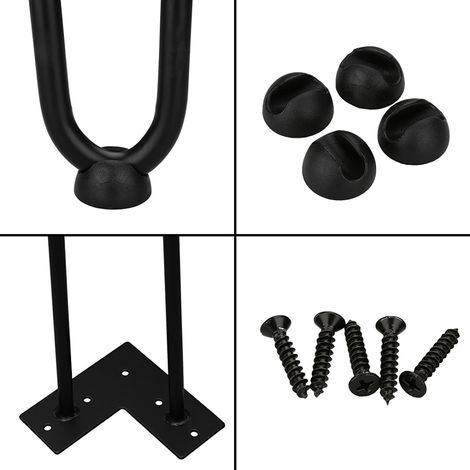 Wolketon 4 Stück tischbeine metall 2-Stange Bein. 61 cm Tischkufen Haarnadel Tischbein 12 mm. Hairpin Legs aus Stahl.schwarz (1/3)