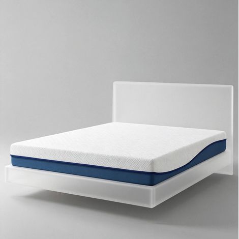 Matelas 90x190 cm en mousse à mémoire de forme, blanc/bleu, housse lavable, pour chambre – MEUBLIV (1/5)