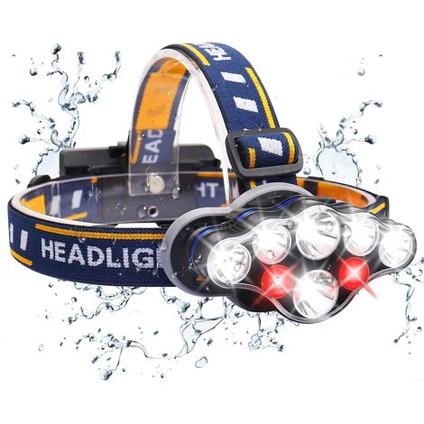 Lampe frontale LED rechargeable USB avec détecteur de mouvement, 6 modes d'éclairage, étanche IPx4, zoomable et étanche pour la pêche, le camping, la lecture, la randonnée et le vélo.