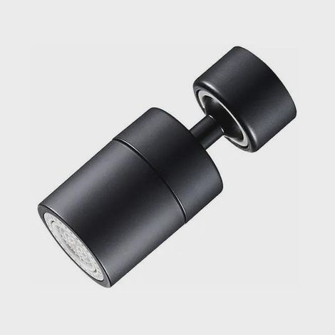 Aérateur de Robinet (Noir), 360° Salle Embout Robinet Cuisine, 2 Modes Mousseur Robinet Pivotant, Brise jet Filtre Robinet Cuisine Economie Eau (1/4)