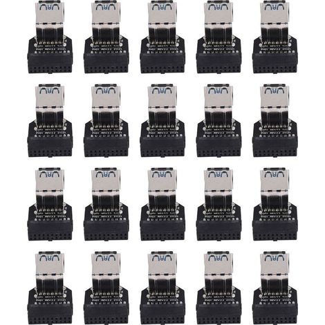 Adaptateur convertisseur 20x20 broches vers double USB 3.0 pour cartes mères de bureau, connecteur 19/20 broches vers deux ports USB Type-A femelles, PH21