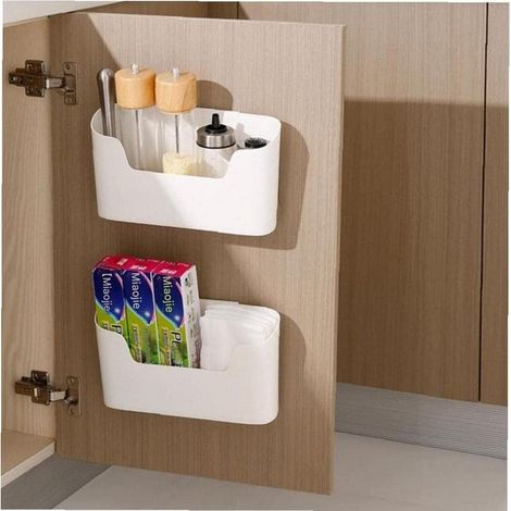 2 pièces Armoires de Cuisine Porte Boîte de Rangement,Adhésive Boîte de Rangement Murale,Armoire/Salle de Bains/Réfrigérateur Boîte D'organisation Pour Articles Divers (1/4)