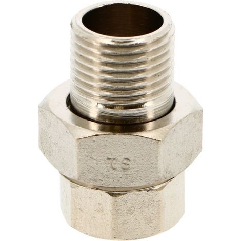 Raccord union 3/4" mâle-femelle 3 pièces à visser avec joint sphéro-conique nickelé - THERMADOR RU20N