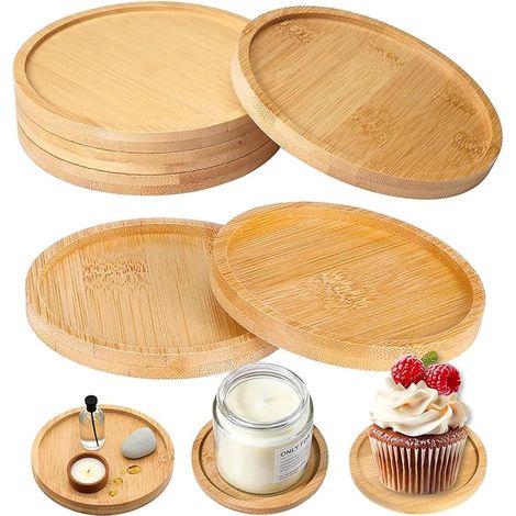 Dessous de Verre Bois Bougeoirs en Bois Sous Verre Antidérapant Tapis de Pot de Fleur Bambou Dessous Ronds 10 cm Boissons Bière Verres Tasses Bougies (1/5)