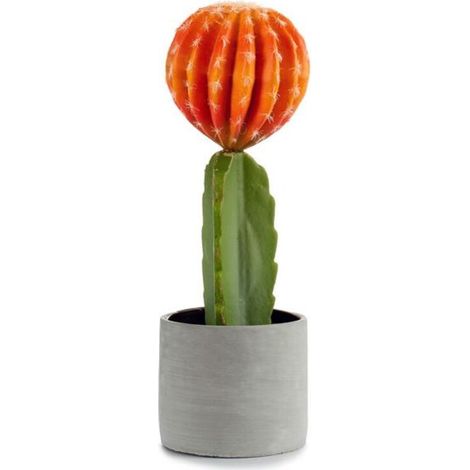 Planta de plastico cactus ancho flor naranja 40 cm Verde (1/3)
