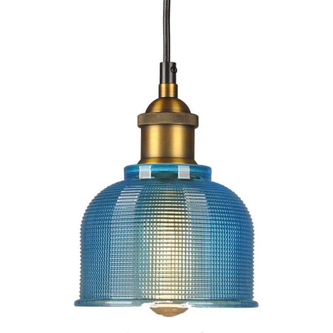 ZOLGINAH Vintage Lampe Suspension Industrielle En Verre Luminaire Suspension E27 Loft Suspension Luminaire pour Salon Chambre Restaurant Café Bar (Bleu) (1/5)