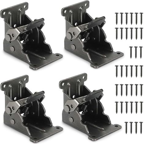 4 Pcs Charnière pliante autobloquante 90, support pliable, Charnières Pliable Invisible, verrouillage extension table support d'étagère pliable en tôle d'acier pour table de travail (1/5)