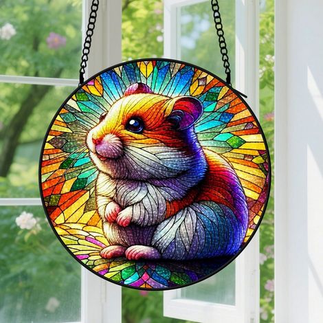 Suspension en vitrail, attrape-soleil artistique coloré, décoration porte jardin, cadeau Fête des Mères, Noël pour femme, homme, maman 16 cm (1/5)