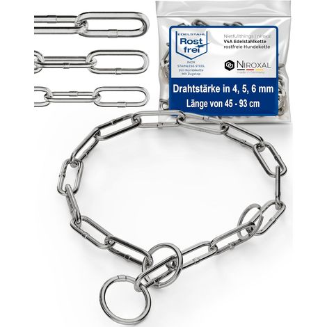 Collier de Dressage Chien Acier Inoxydable – chaîne maillons Longs, 4 mm, 55 cm, léger et Discret, Anti-Traction (1/5)