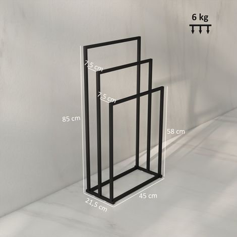 Porte-serviettes sur pied à 3 barres, échelle porte-serviettes en acier, 45 x 21,5 x 85 cm (1/5)