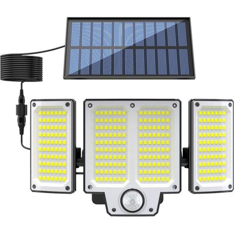 Triple-head solar wall light with motion sensor, LED outdoor lighting, adjustable angles, IP65 waterproof for yard, porch and garden