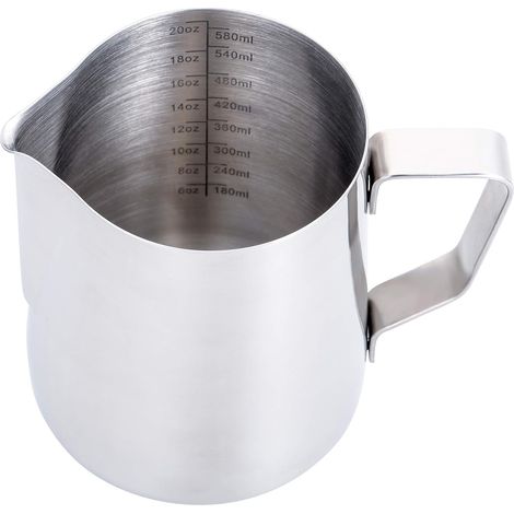 Pitcher À Lait - Acier Inoxydable 304 - 600 ml - Pour Préparation Espresso Et Cappuccino - 1 Pièce (1/5)