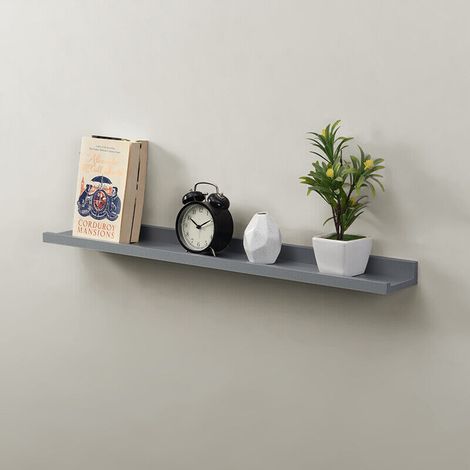 Set of 2 Shelf 80cm Wide Photo Shelves-Grey