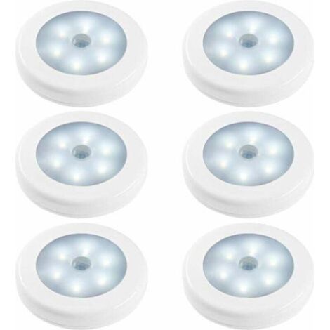 Lampes de Nuit Détecteur de Mouvement, Lot de 6 Action Activée Capteur de Luminosité LED Lumières dans Obscurité pour Chambre à Coucher Toilette Cuisine Couloir Placard Armoire Escalier [Classe énergé (1/4)