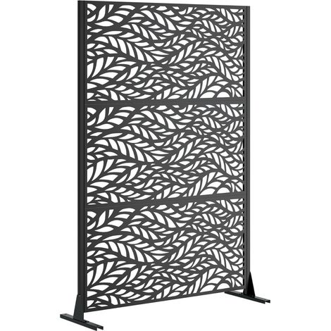 Divisorio da esterno autoportante in metallo nero 116x183 cm con base stabile - CHICFURN (1/5)