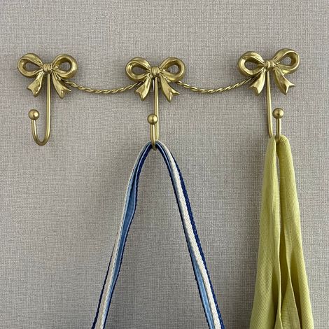 Dekorativer Wandhaken im französischen Stil aus goldfarbenem Schmiedeeisen mit Schleifenmotiv – Garderoben- und Schlüsselhalter mit 3 Haken für Mädchenzimmer-lsw (1/2)