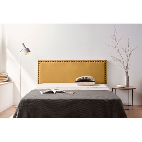 Moonia – Tête de lit tapissée 160x55 cm – Tissu Aqualine anti-taches – Clous décoratifs – Structure en pin de Galice (1/3)