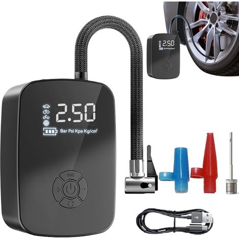Pompe à air de pneu de voiture portable sans fil, gonfleur de pneu portable pour voiture - Pompe intelligente pour moto  Pompe à Air portative de compresseur d'air de gonfleur de pneu avec le