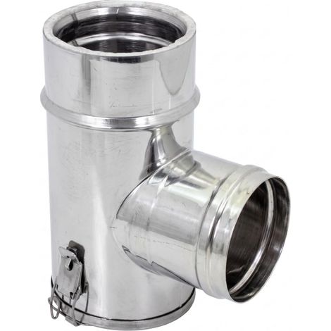 Maka Raccordo a T 90° Ispezione Bassa Canna Fumaria Doppia Parete Ø 80 mm (esterno 100) (1/4)