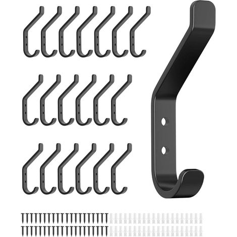 Garderobenhaken Wandhaken Metall 10cm Schrauben Schwarz 20 Stück (1/5)