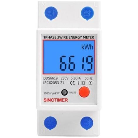 Sous compteur électrique monophasé, 80A max modulaire, Simple tarif, Affichage LCD (1/4)