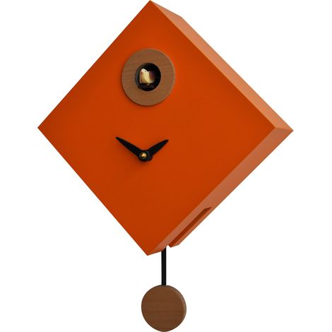 Orologio a Cucù da Parete 25x25x11cm Pirondini Italia Rombino Arancio