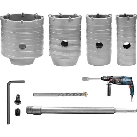 Kit de forets à béton à sec, forets à béton à sec, scie cloche avec poignée ronde de 320 mm, queue SDS Plus avec foret de 30, 40, 50 et 68 mm, forets pour maçonnerie, brique, pierre (1/5)
