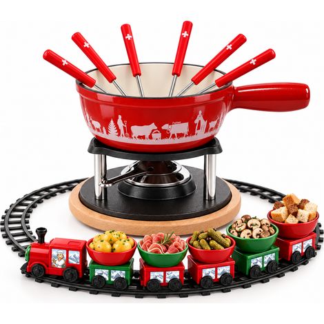 Service à fondue au fromage 6 personnes avec train de table de Noël Rotel (1/5)