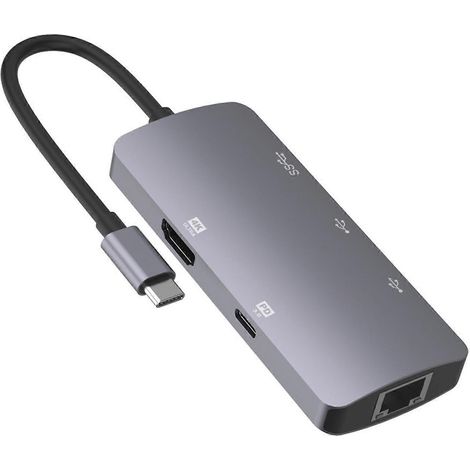 6-in-1 USB-C-Hub-Dockingstation, HDMI-kompatibel, 4K 30Hz, 1000M Ethernet, RJ45-Anschluss, Festplatte (1/5)