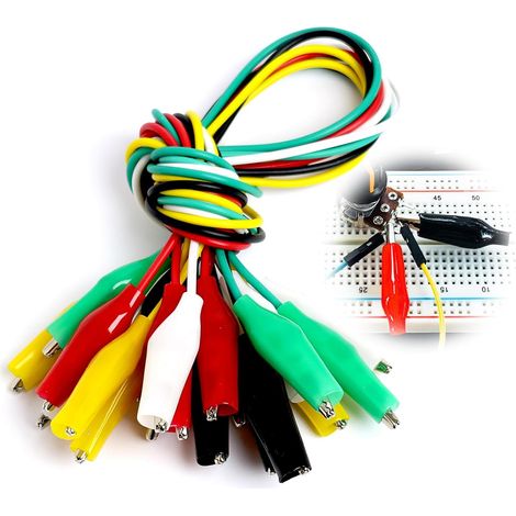 Pince Crocodile Test 10PC Câble Mesure Double Extrémité Isolé Clips Multimètre Pinces Industriel/Voiture/Composants (1/5)