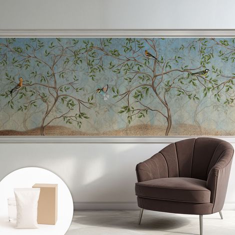 Carta Da Parati Con Design Moderno - Per Rinnovamento Rapido - Non-Woven - Per Interni Moderni Uccelli sugli alberi 250x104 cm (1/5)