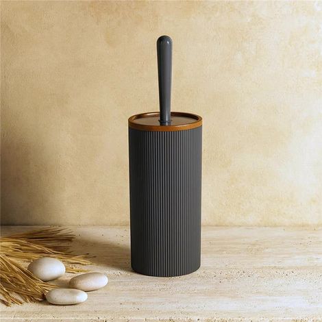 Exagonshop Portascopino a pavimento in plastica grigio London