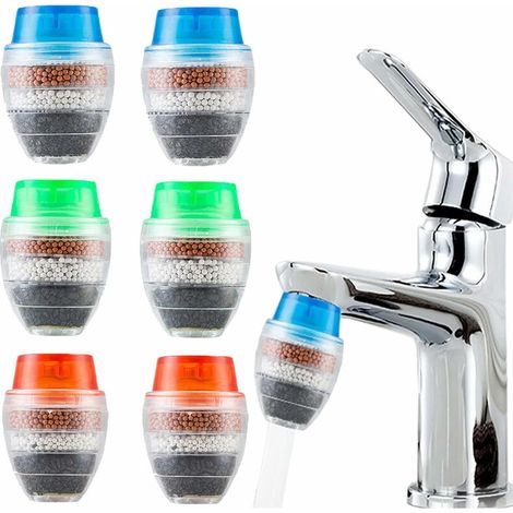 Wasserhahn-Montagefilter, Schwermetall, hartes Wasser, Aktivkohle-Reinigungsgerät, Küchenfiltration, Wasserhahn-Reinigungsfilter, Aktivkohle-Wasserhähne (6 Stück) (1/5)