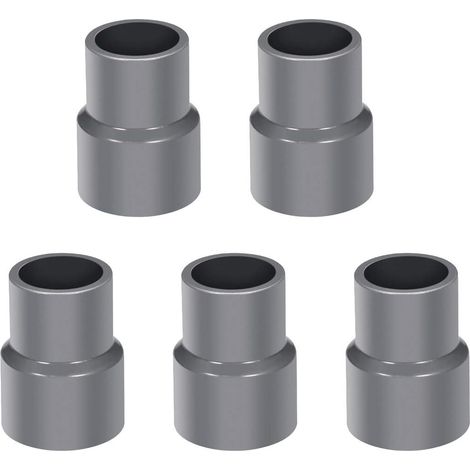 Lot De 5 Raccords Réducteurs PVC DWV 20mm x 25mm Adaptateur De Tuyau Pour Réduction De Diamètre, Connexion Étanche Pour Systèmes D'Eau Potable Et Construction, Gris (1/5)
