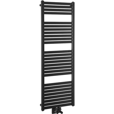 Aqualine Toalleros eléctricos - Toallero eléctrico Tondi, 450x1330 cm, conexión en el centro, negro mate DT476T