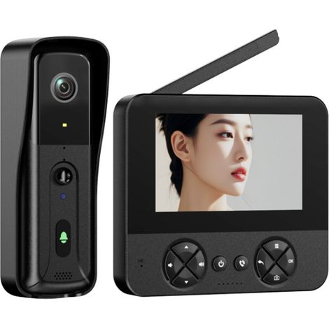 Sonnette sans Fil avec Caméra, 1080P Sonnette Vidéo sans Fil Exterieur, IP65 Exterieur étanche, Audio Bidirectionnel, Vision Nocturne, sans APP (1/5)