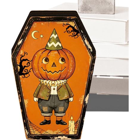 Décoration de cercueil d'Halloween, panneau vintage en forme de cercueil (1/5)