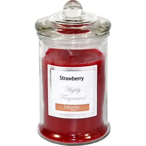 Bougie parfumée dans pot en verre Fraise - 7.5x14cm (1/3)
