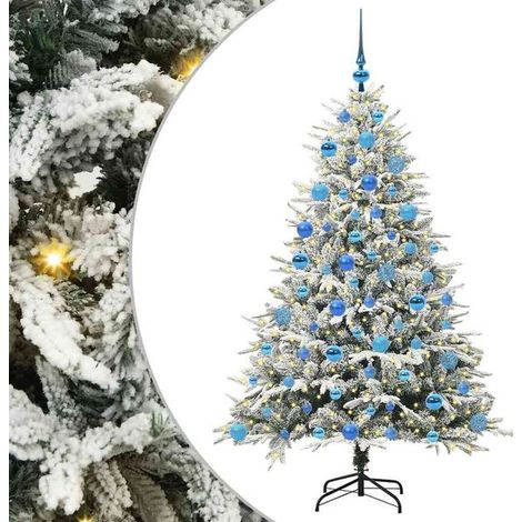 Un sapin de Noël artificiel pré-illuminé avec un ensemble de boules décoratives. (1/5)
