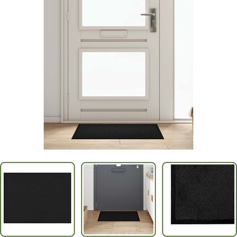 Tapis anti-souillures - Tapis de porte Noir 60 x 40 x 1.2 cm Tissu en teddy (1/5)