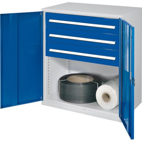Kappes Schwerlast-Beistellschränke ohne Mitteltrennwand 1110x1000x600mm Modell 67 Vollblechtüren enzianblau