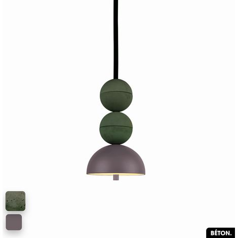 Lampe de suspension en béton - BOSFOR CONCRETE ASPERGE - SPARROW 2 BALLES LED 14W (1/3)