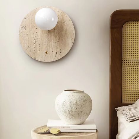 Applique murale ronde d'intérieur, lumière blanche, style rétro pierre troglodyte, culot G9. (1/5)