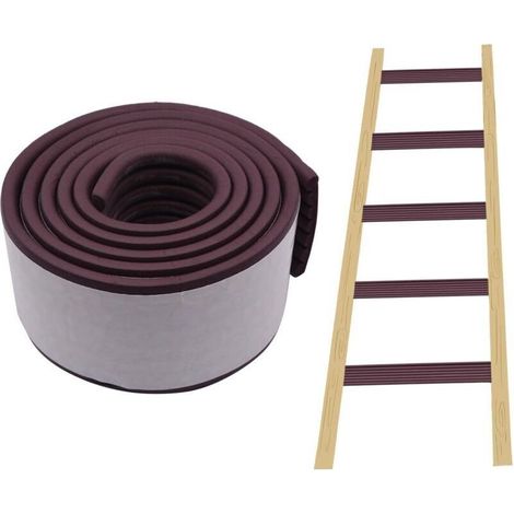 Tapis de protection souple pour échelle de lit superposé, 2 m, adhésif puissant - Largeur : 80 mm - Protection de marche - Confortable pour les pieds - Marron (1/4)