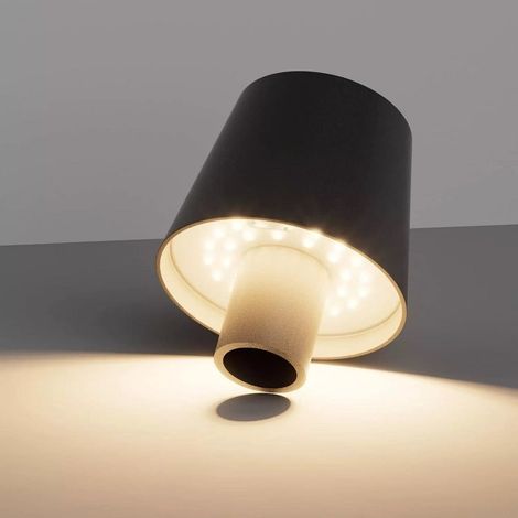 TRADE SHOP - Lampada Led Per Bottiglia Tappo Tavolo Touch Dimmerabile 3 Tonalità Ricaricabile - Nero (1/4)